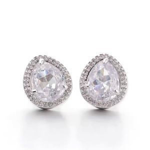 Henri Bendel crystal stud silver earrings